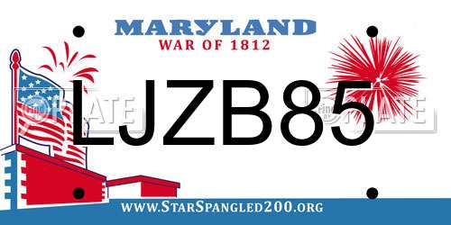 LJZB85 Maryland License Plate