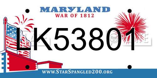 LK53801 Maryland License Plate