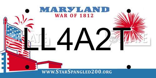 LL4A2T Maryland License Plate