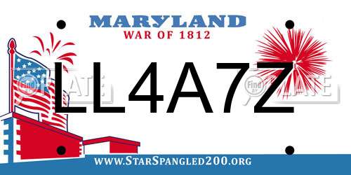 LL4A7Z Maryland License Plate