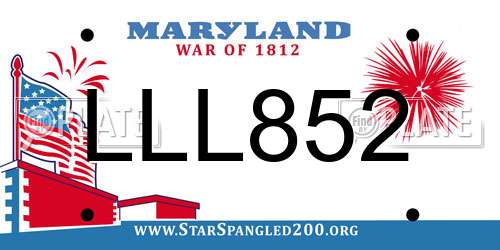 LLL852 Maryland License Plate