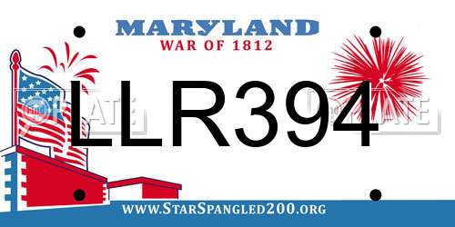 LLR394 Maryland License Plate