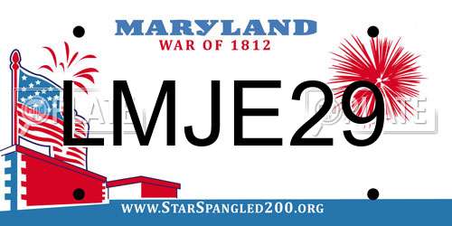 LMJE29 Maryland License Plate