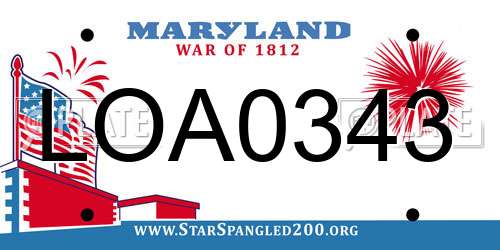 LOA0343 Maryland License Plate
