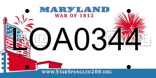 LOA0344 Maryland License Plate