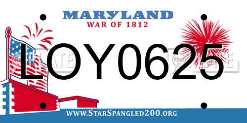 LOY0625 Maryland License Plate