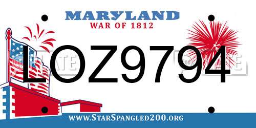 LOZ9794 Maryland License Plate