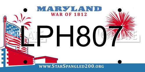 LPH807 Maryland License Plate