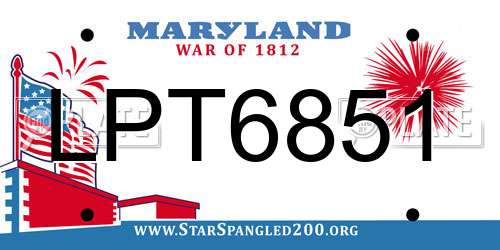 LPT6851 Maryland License Plate