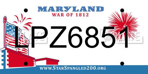 LPZ6851 Maryland License Plate