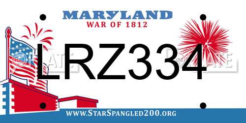 LRZ334 Maryland License Plate