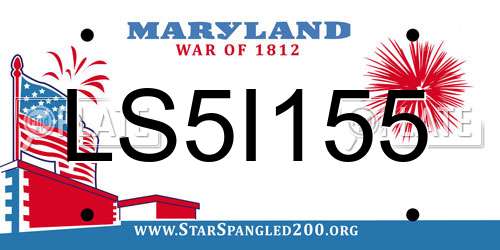 LS5I155 Maryland License Plate