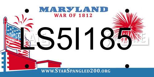LS5I185 Maryland License Plate