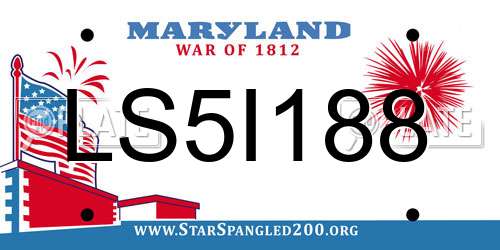 LS5I188 Maryland License Plate