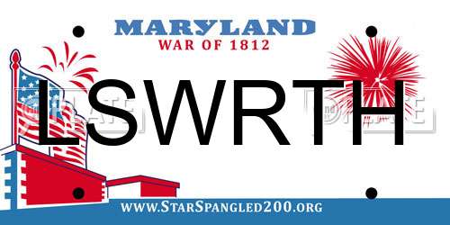LSWRTH Maryland License Plate