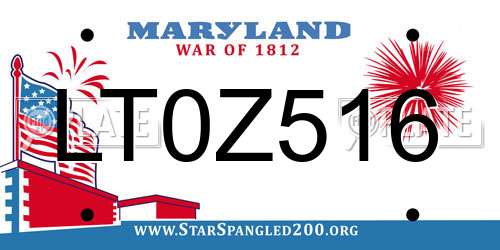 LT0Z516 Maryland License Plate
