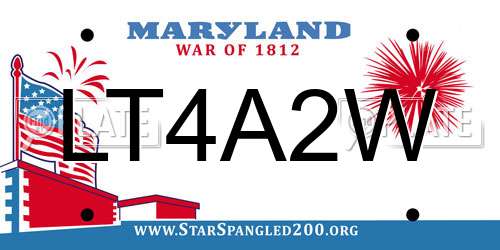 LT4A2W Maryland License Plate