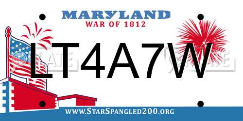 LT4A7W Maryland License Plate