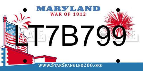 LT7B799 Maryland License Plate