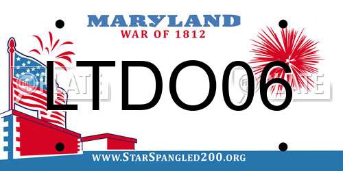 LTDO06 Maryland License Plate