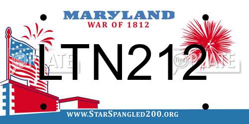 LTN212 Maryland License Plate