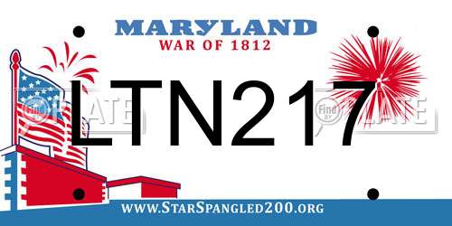 LTN217 Maryland License Plate