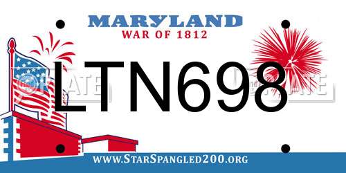 LTN698 Maryland License Plate