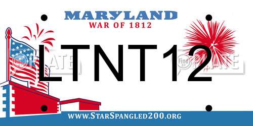 LTNT12 Maryland License Plate