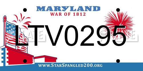 LTV0295 Maryland License Plate