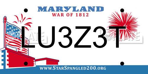 LU3Z3T Maryland License Plate