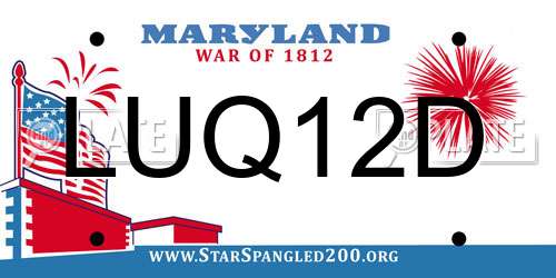 LUQ12D Maryland License Plate