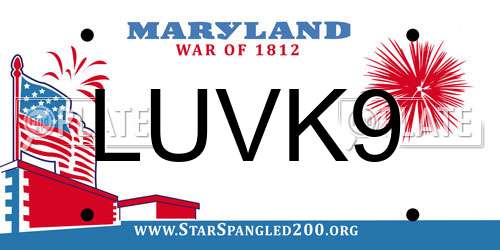 LUVK9 Maryland License Plate