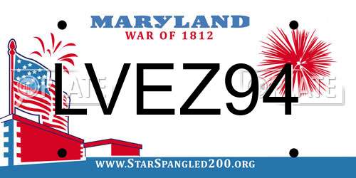 LVEZ94 Maryland License Plate