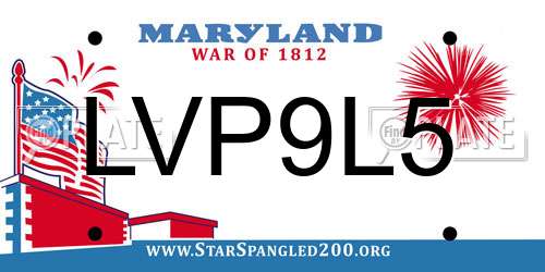 LVP9L5 Maryland License Plate