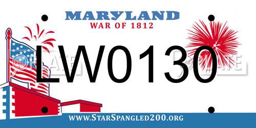 LW0130 Maryland License Plate