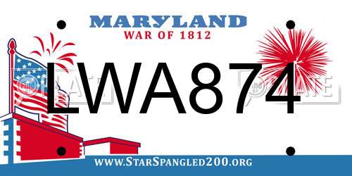 LWA874 Maryland License Plate