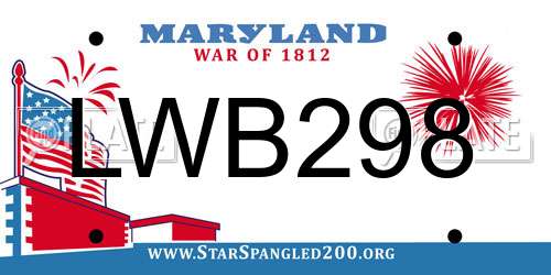 LWB298 Maryland License Plate