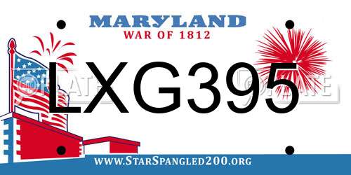 LXG395 Maryland License Plate