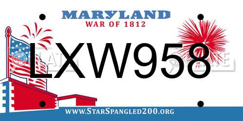 LXW958 Maryland License Plate