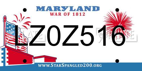 LZ0Z516 Maryland License Plate