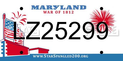 LZ25299 Maryland License Plate