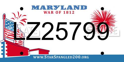 LZ25799 Maryland License Plate