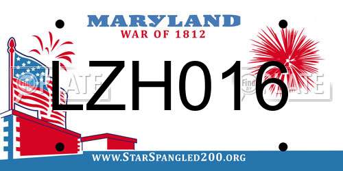 LZH016 Maryland License Plate