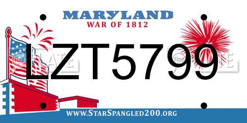 LZT5799 Maryland License Plate