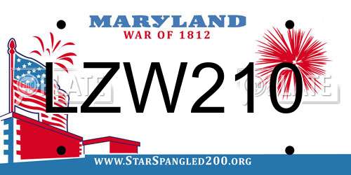 LZW210 Maryland License Plate
