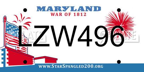 LZW496 Maryland License Plate