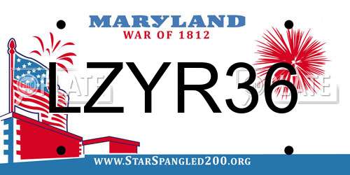LZYR36 Maryland License Plate