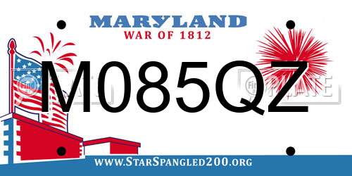 M085QZ Maryland License Plate