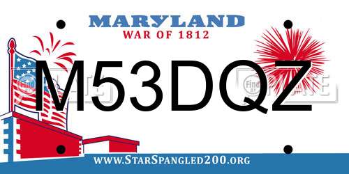 M53DQZ Maryland License Plate