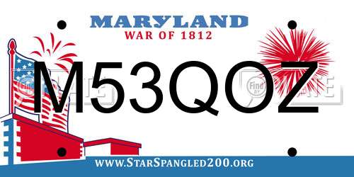 M53QOZ Maryland License Plate